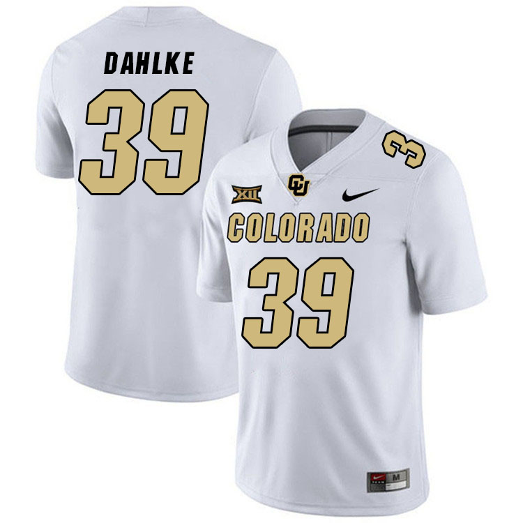Colorado Buffaloes #39 Austin Dahlke Big 12 Conference College Football Jerseys Stitched Sale-White